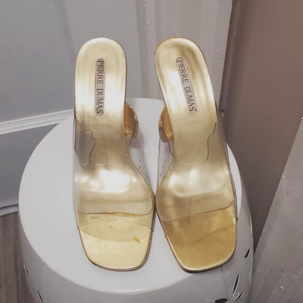 Transparent Square Toe Crystal Heel Sandals 🌴